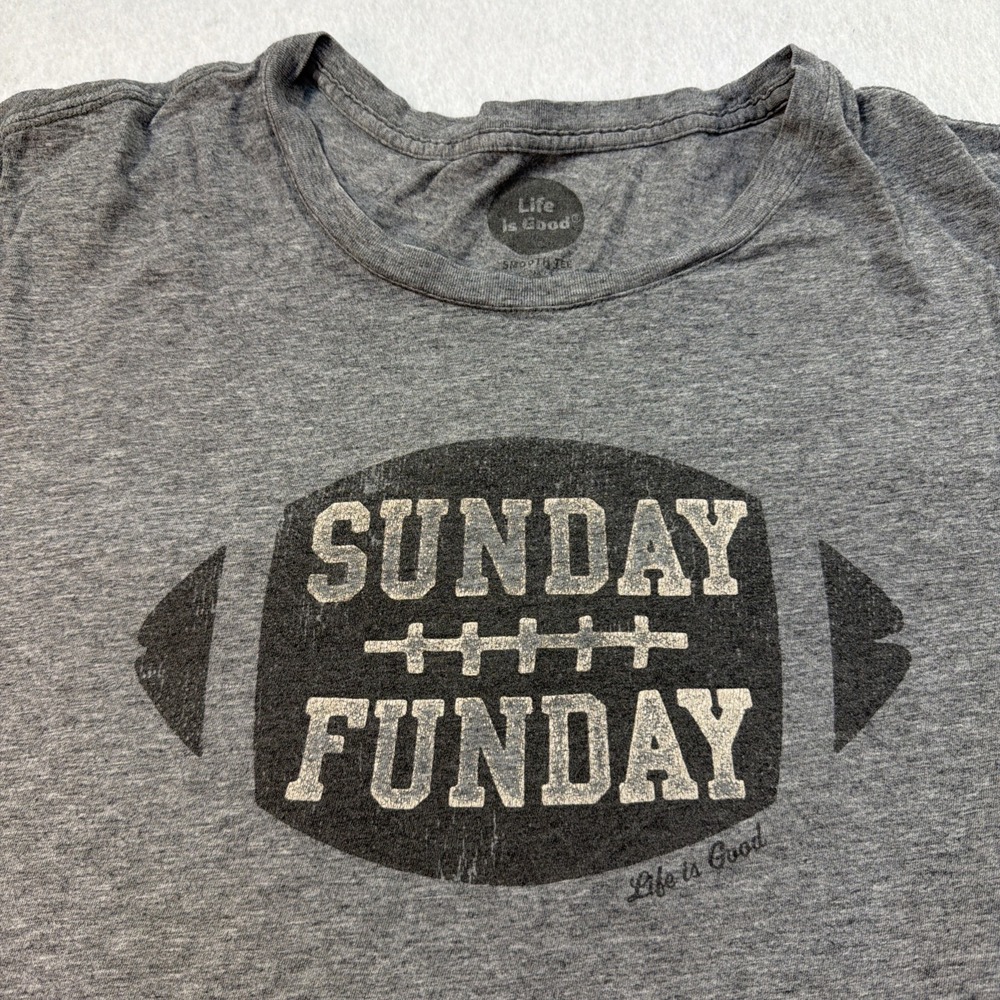 Life Is Good Sunday FunDay Football Classic Gray‎ Short Sleeve T-Shirt XXL